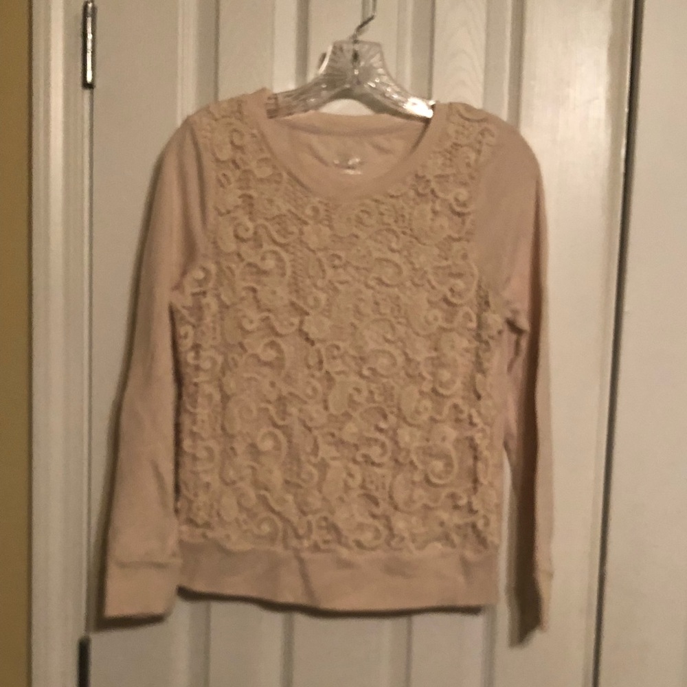 Cream with lace dressy sweatshirt